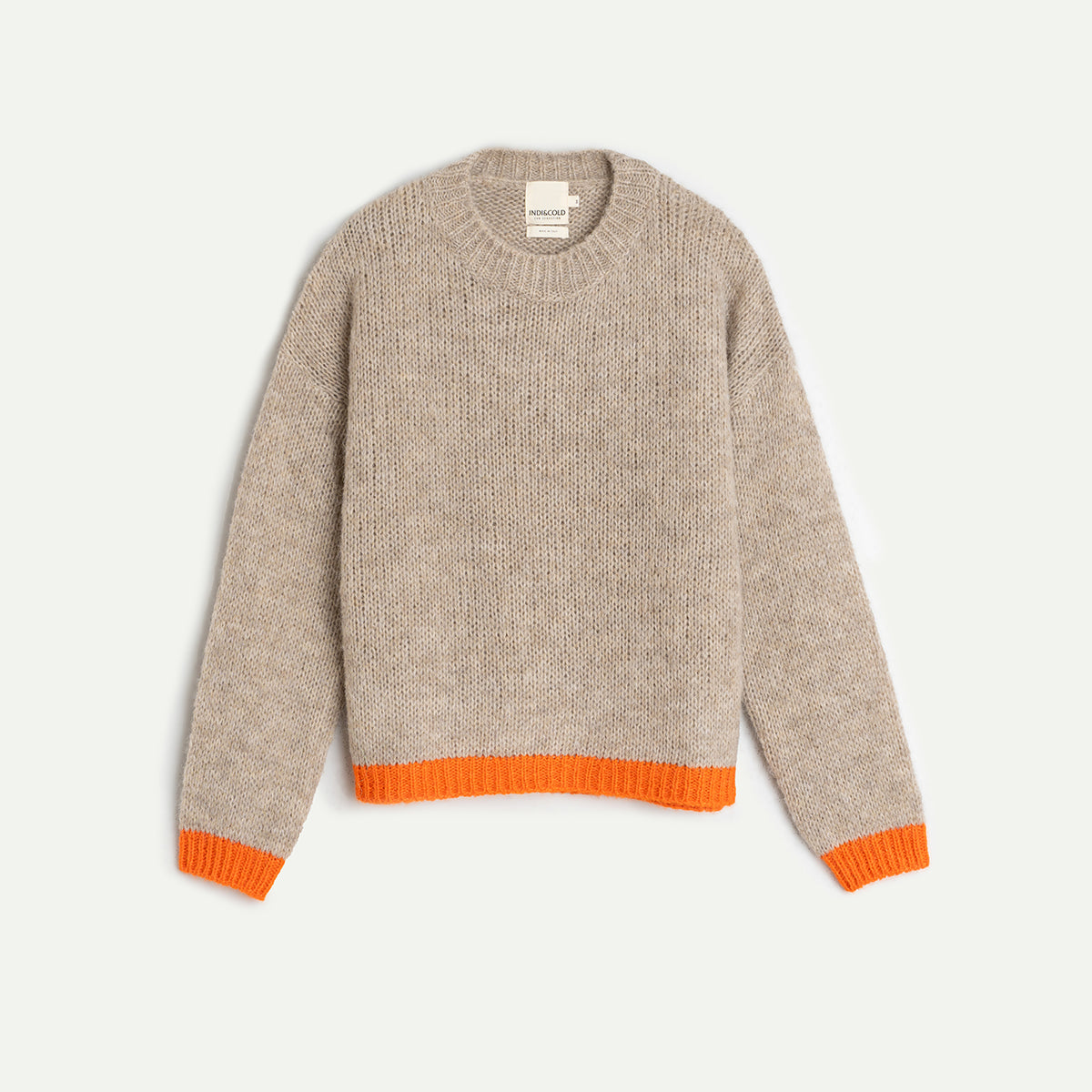 Beige Striped Knitted Sweater
