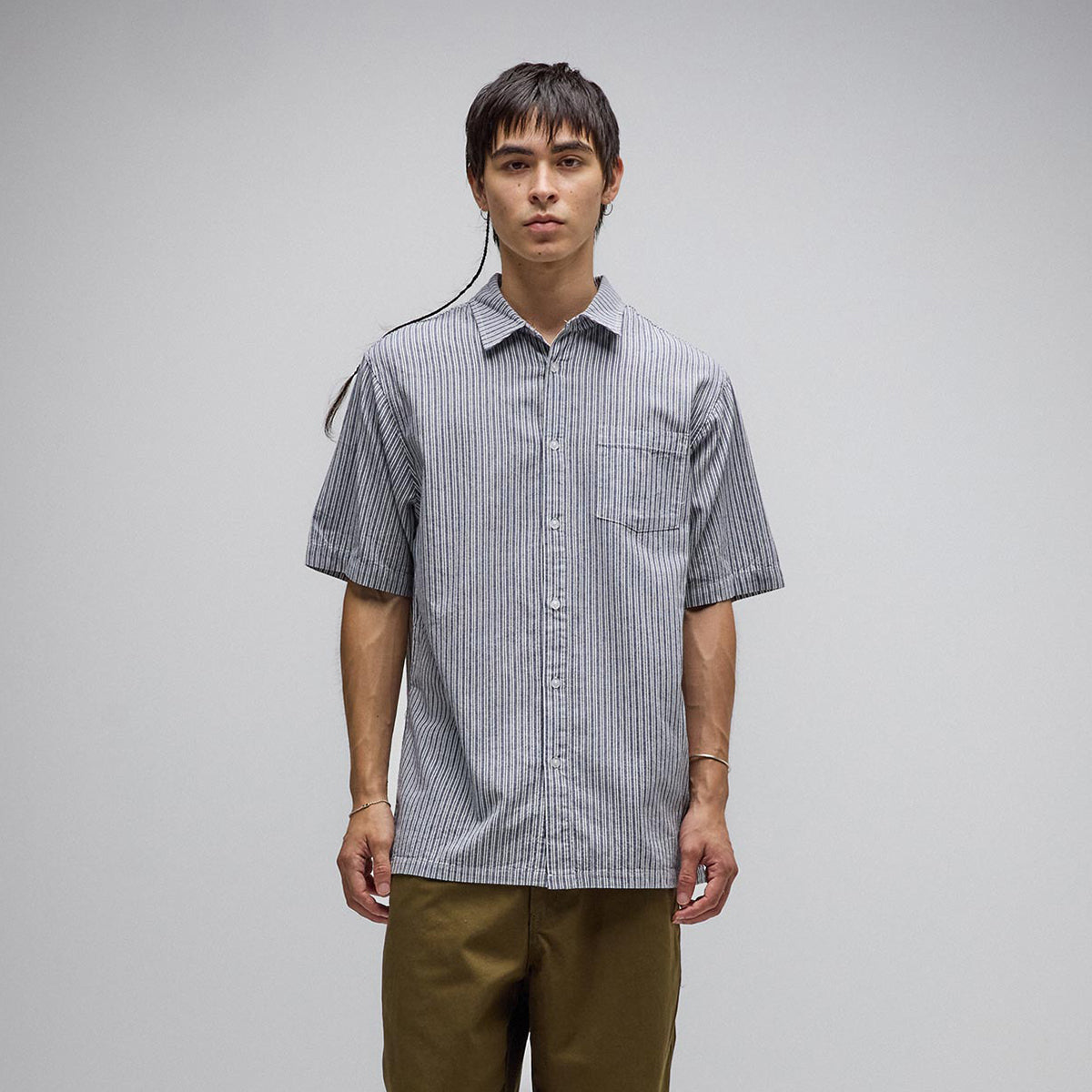 Bone/Navy Reynolds Stripe Shirt