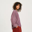 Red Stripe Gladis Collarless Shirt
