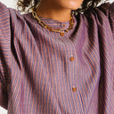 Red Stripe Gladis Collarless Shirt