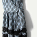 Blue Pepper Check Iggy Lace Insert Midi Dress
