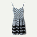 Blue Pepper Check Iggy Lace Insert Midi Dress