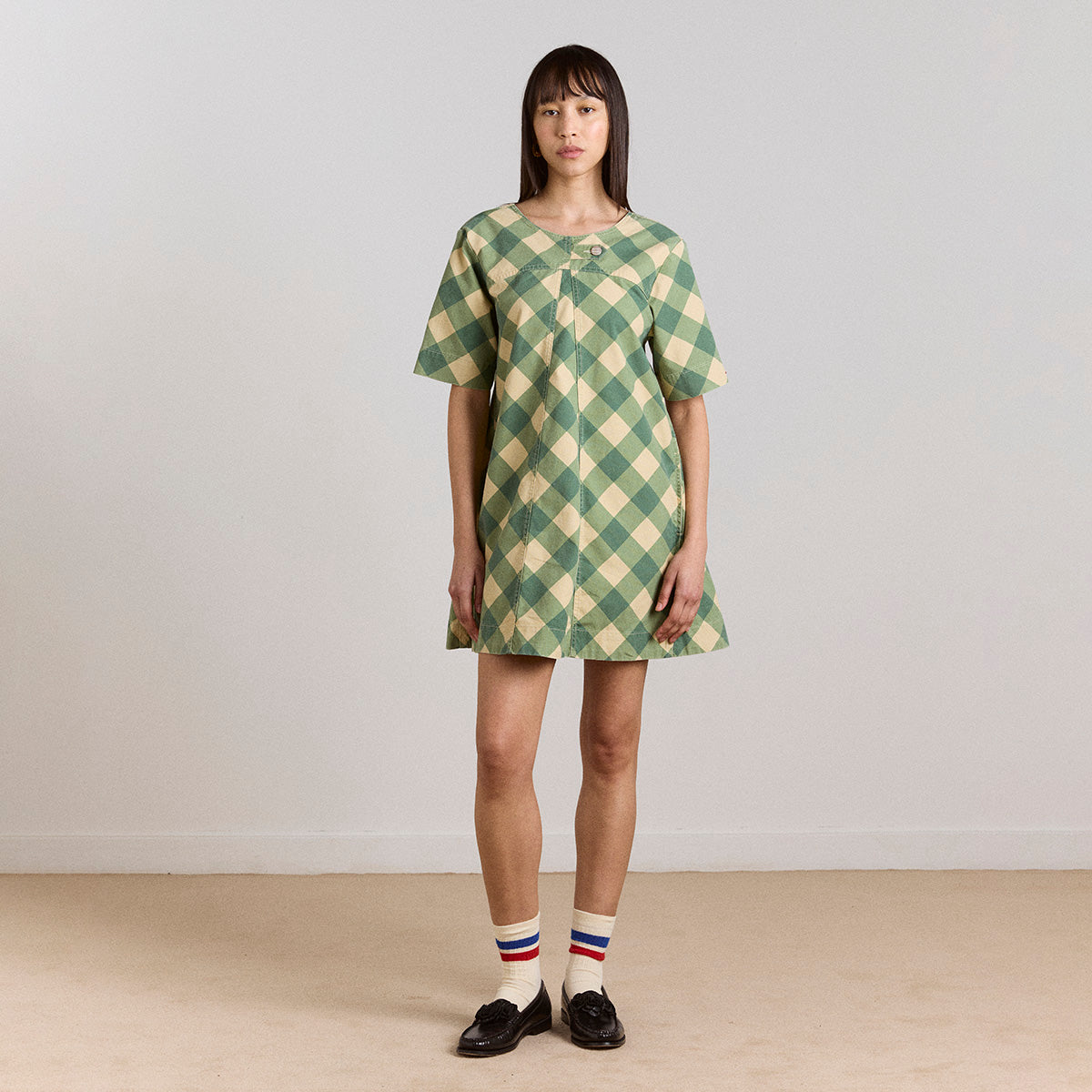 Green/Butter Gingham Bridget Mini Dress