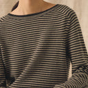 Brown Umber/Biscuit Stripe Cashmere Neat Sweater