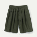 Dark Olive Linen Shorts