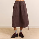 Merlot Stripe Lainey Midi Skirt