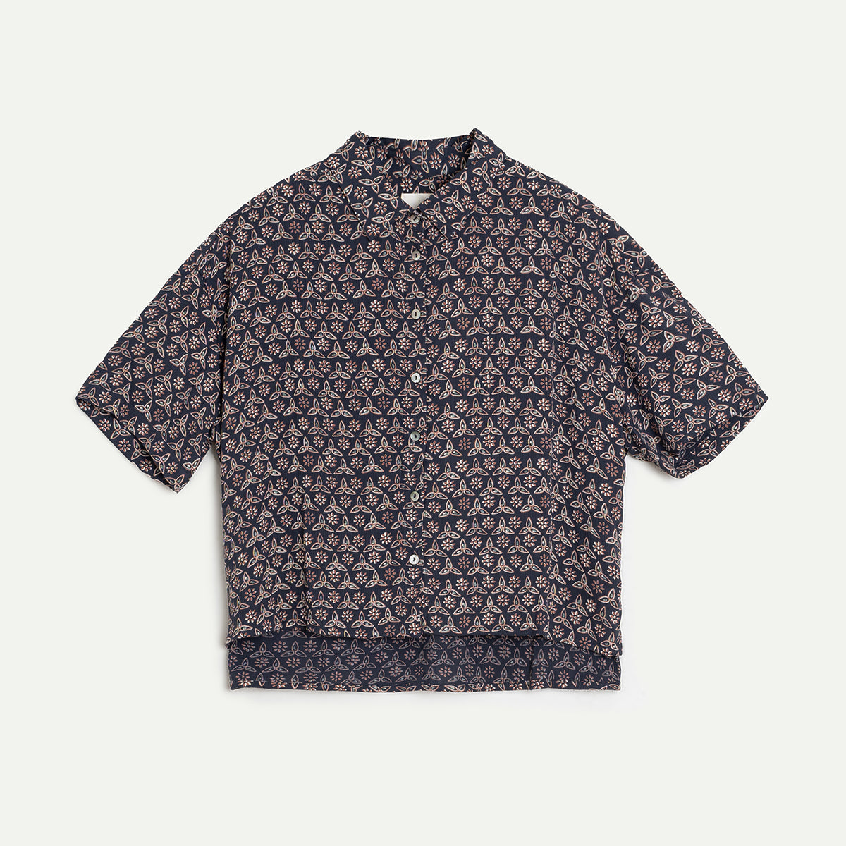 Navy Block Print Oversize Shirt