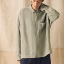 Cement Camp Collar Garment Dyed Linen Shirt