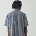 Indigo Dabu Print Stripe Cotton Shirt