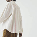 Ecru Embroidered Cross Stitch Cotton Shirt