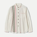 Ecru Embroidered Cross Stitch Cotton Shirt