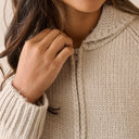 Oatmeal Ribbed Trim Knitted Jacket