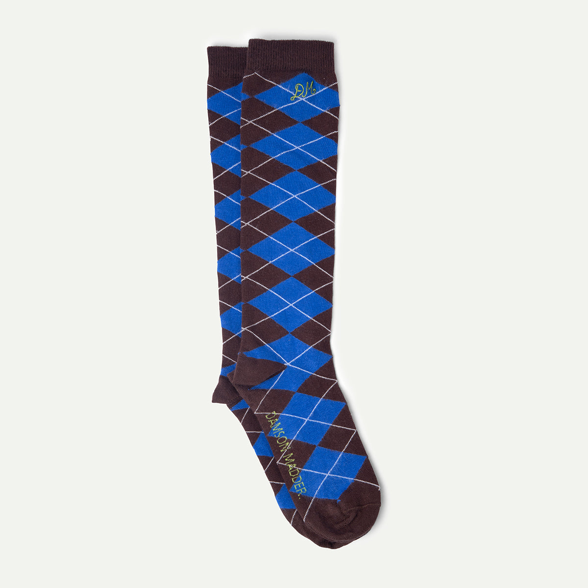 Choc/Blue Knee High Argyle Sock