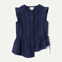 Navy Leighton Ruffle Blouse
