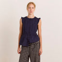 Navy Leighton Ruffle Blouse