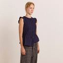 Navy Leighton Ruffle Blouse