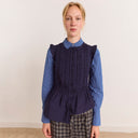 Navy Leighton Ruffle Blouse
