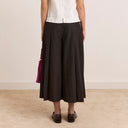 Navy Pinstripe Winona Pleated Culotte