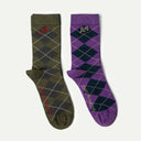 Olive/Purple Argyle 2 Pack Socks