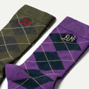 Olive/Purple Argyle 2 Pack Socks