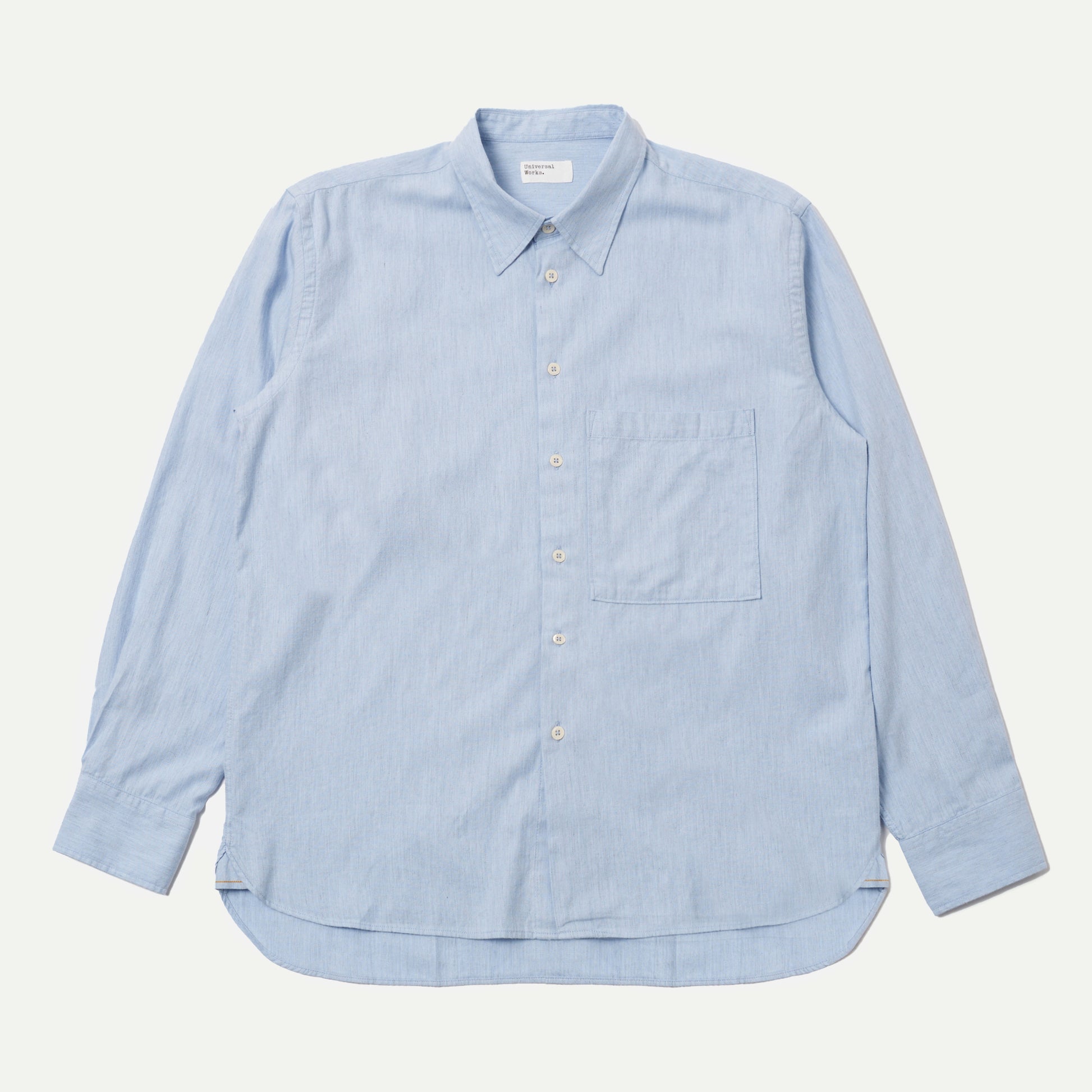 Light Blue Brushed Marl Twill Square Pocket Shirt