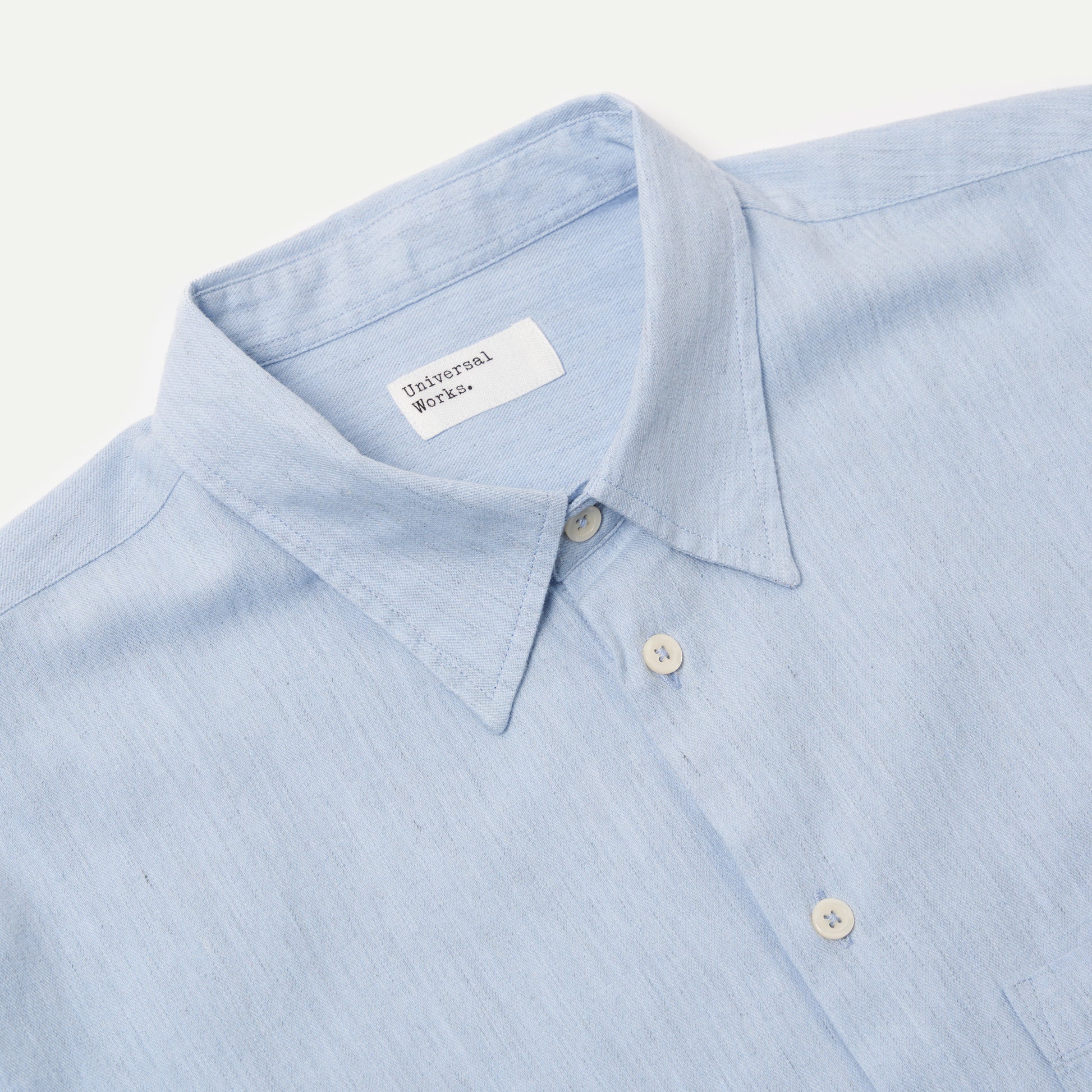 Light Blue Brushed Marl Twill Square Pocket Shirt