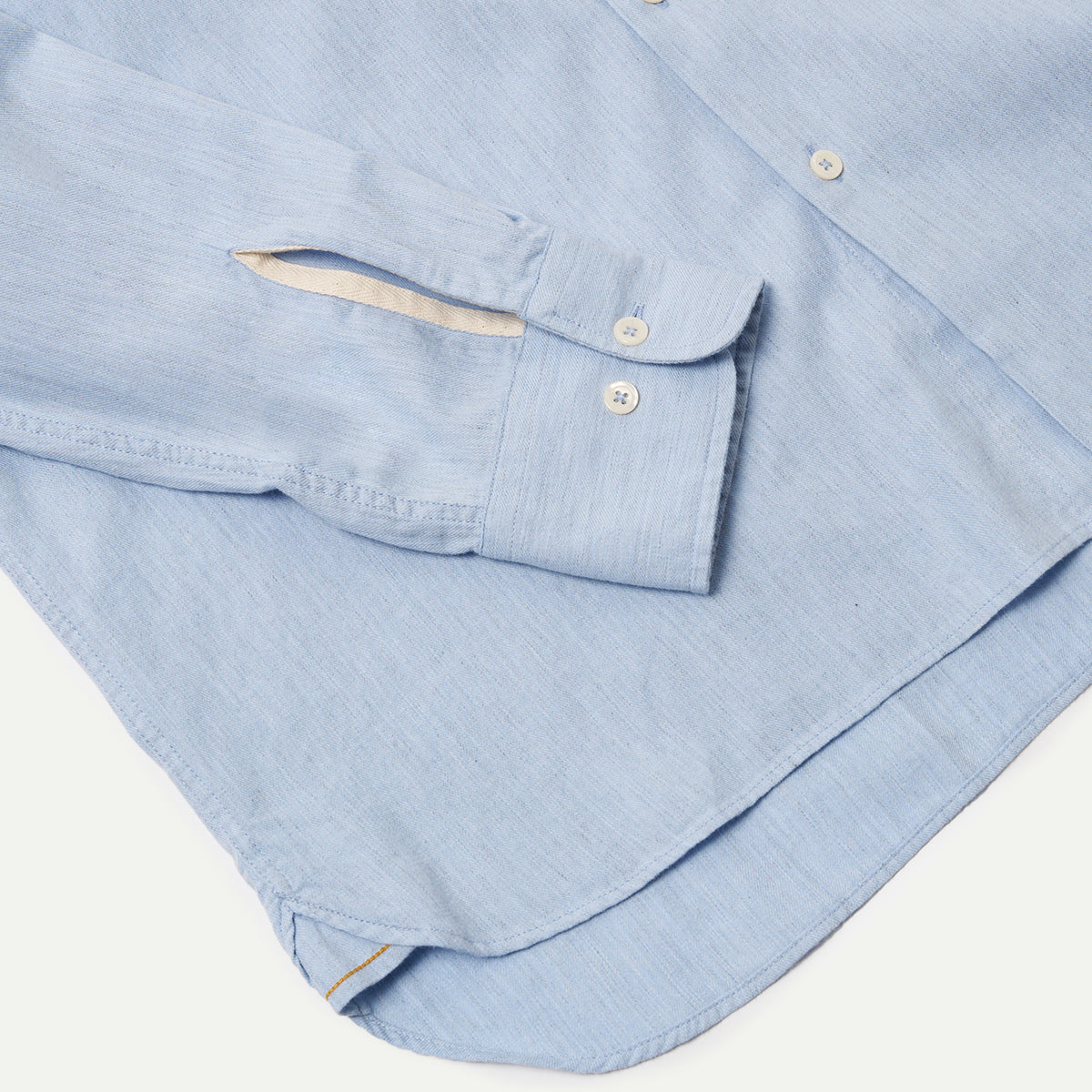 Light Blue Brushed Marl Twill Square Pocket Shirt