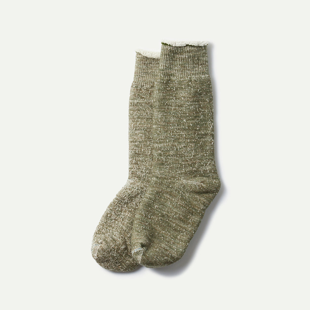 Army Green Double Face Crew Socks'