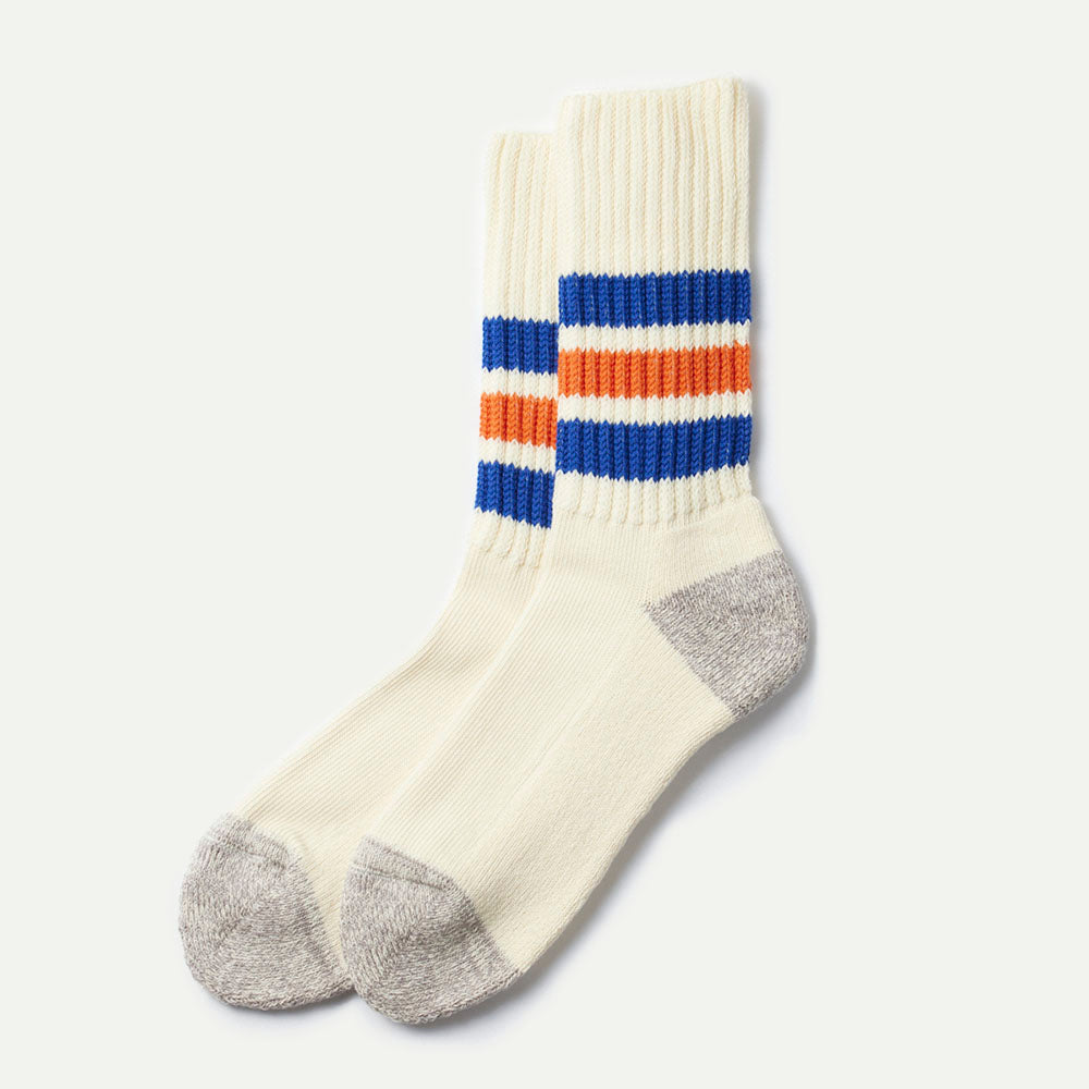 Blue/Orange Ribbed Old School Crew Socks