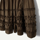 Sheer Choc Reed Drop Waist Ruffle Midi Dress