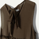 Sheer Choc Reed Drop Waist Ruffle Midi Dress