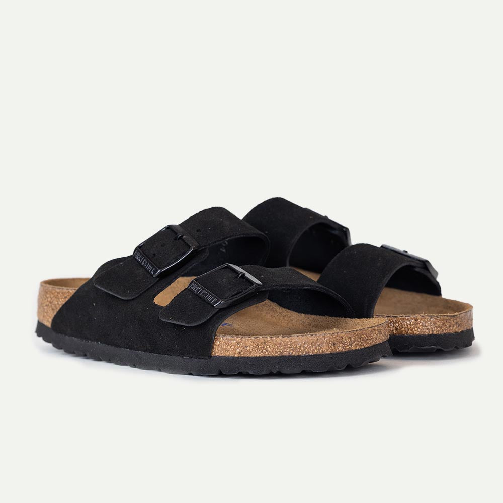 Arizona Black Suede Leather Sandals