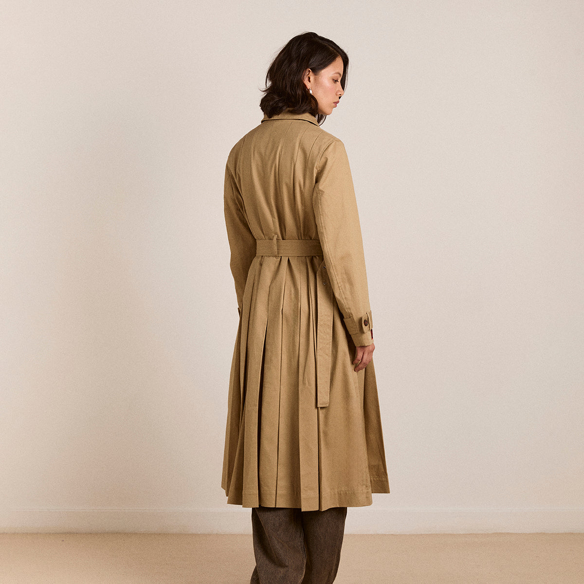 Light Stone Sofia Pleated Trench