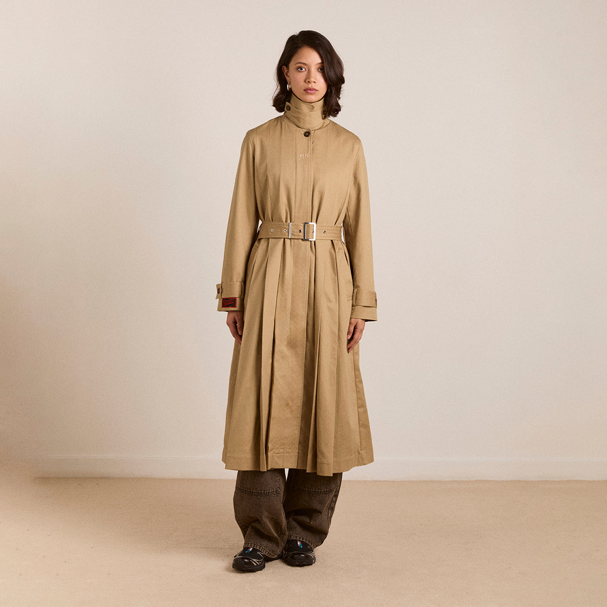 Light Stone Sofia Pleated Trench