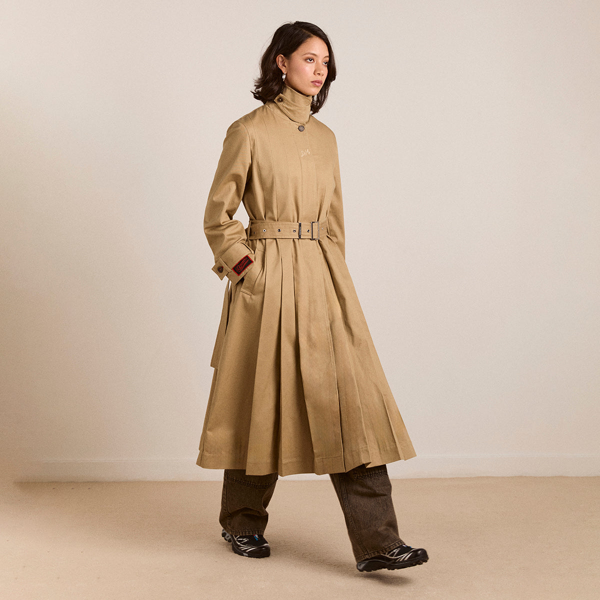 Light Stone Sofia Pleated Trench