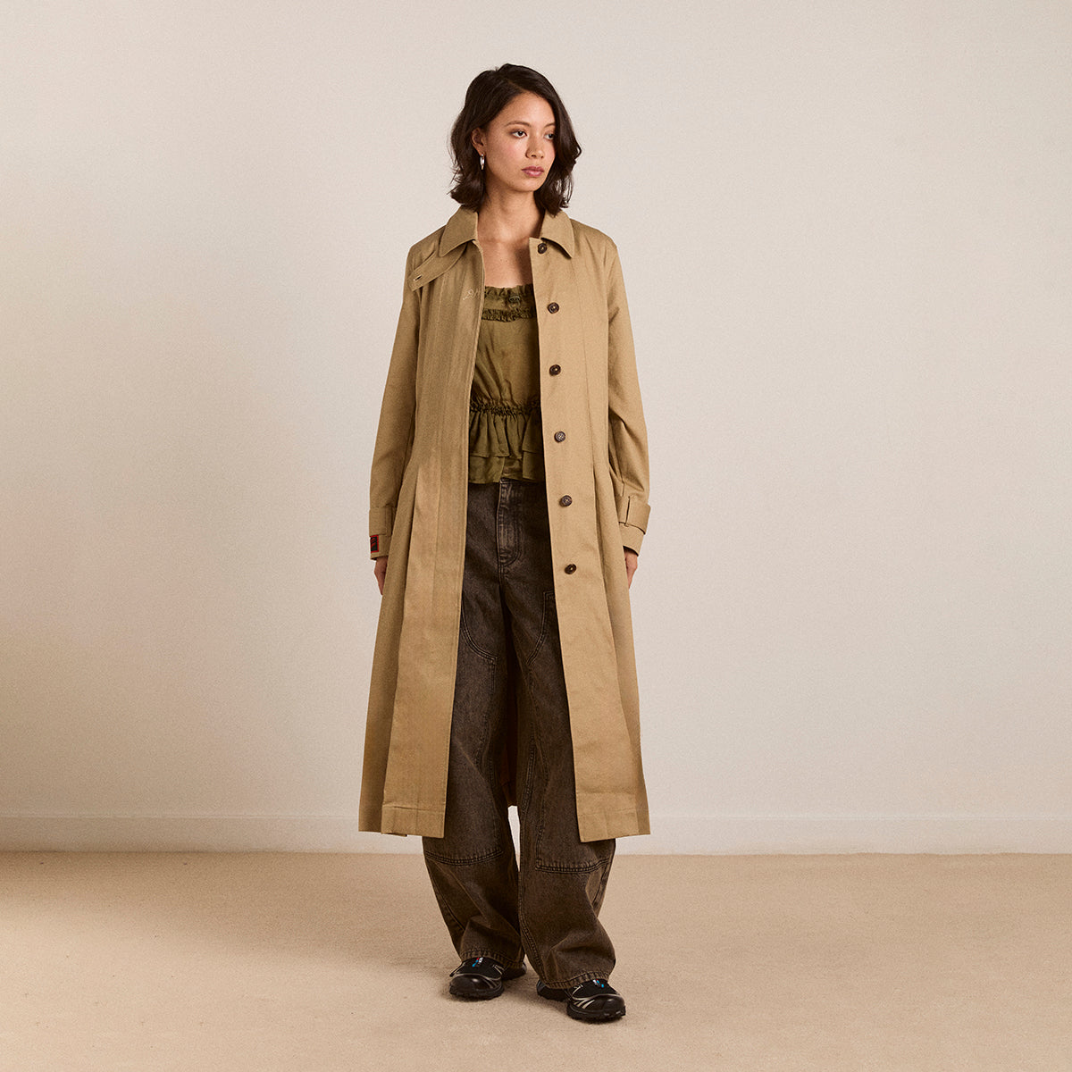 Light Stone Sofia Pleated Trench