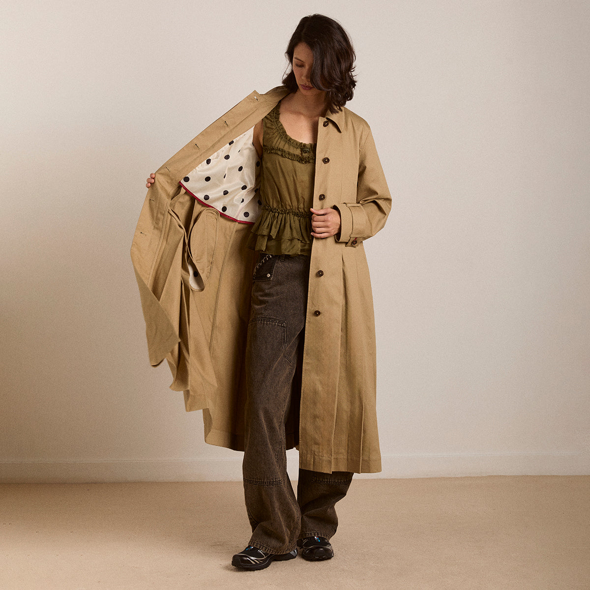 Light Stone Sofia Pleated Trench