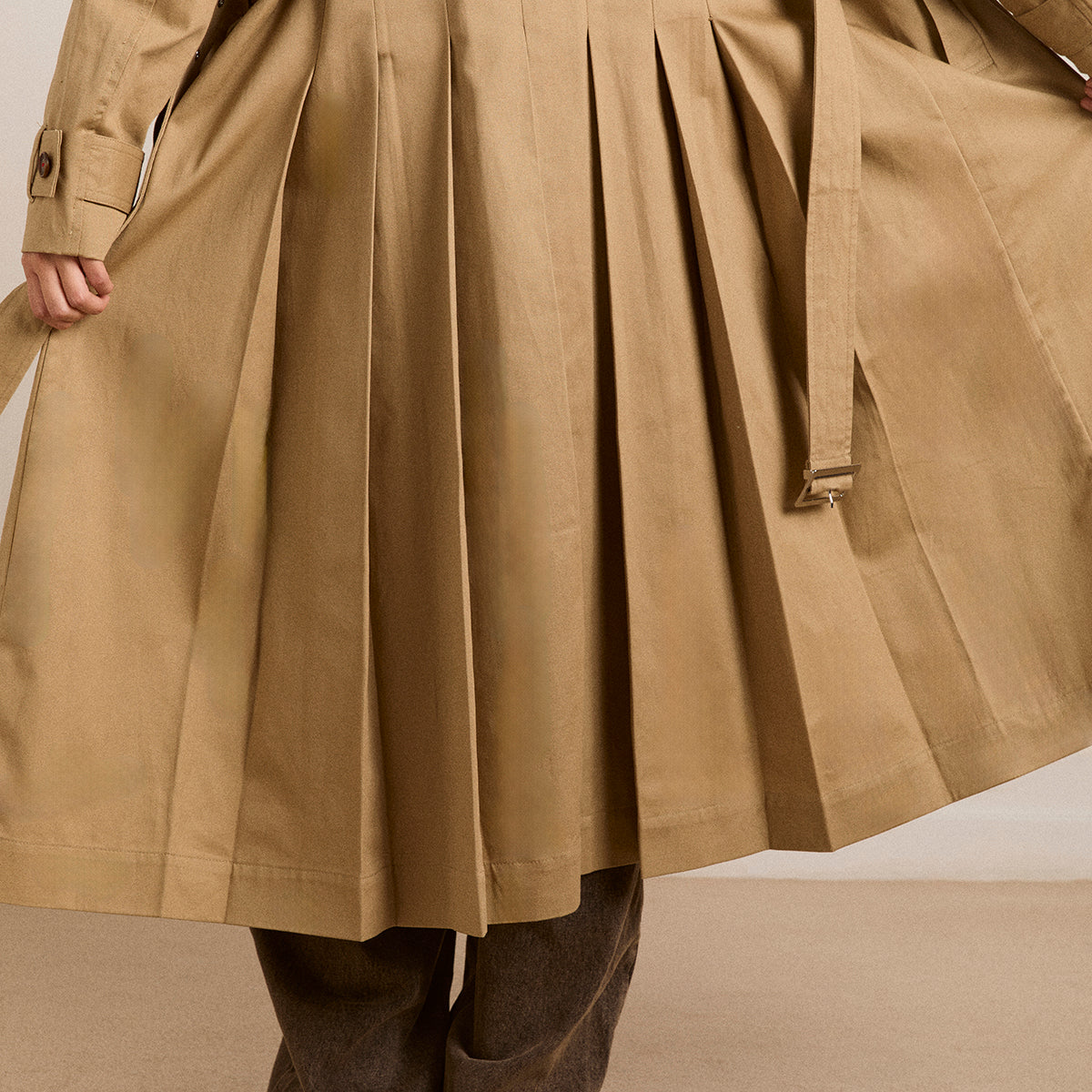 Light Stone Sofia Pleated Trench