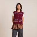 Burgundy Novelty Intarsia Girls Sofie Vest