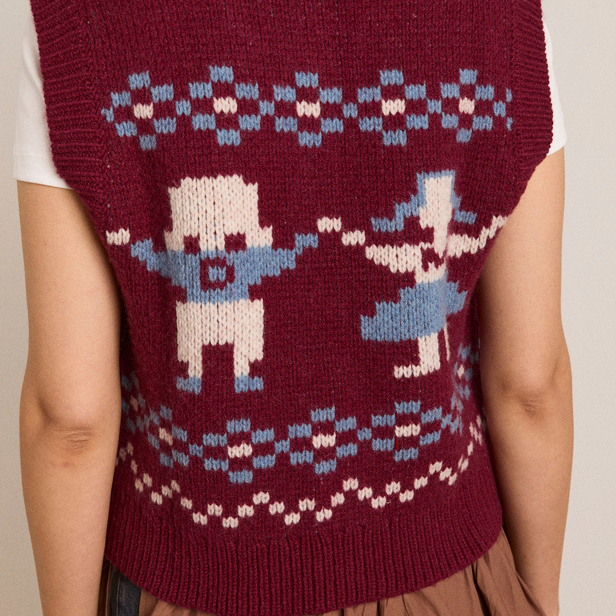 Burgundy Novelty Intarsia Girls Sofie Vest