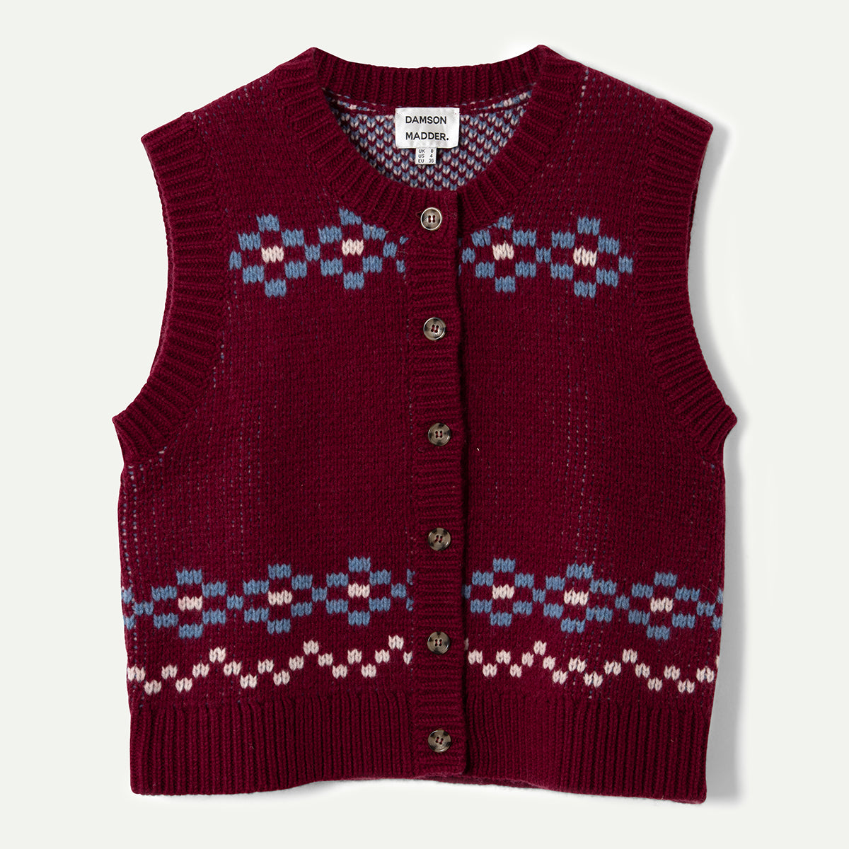 Burgundy Novelty Intarsia Girls Sofie Vest