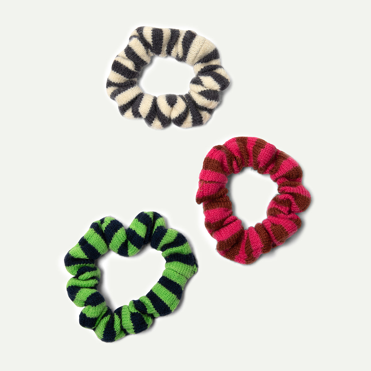 3 Pack Stripe Knitted Scrunchies