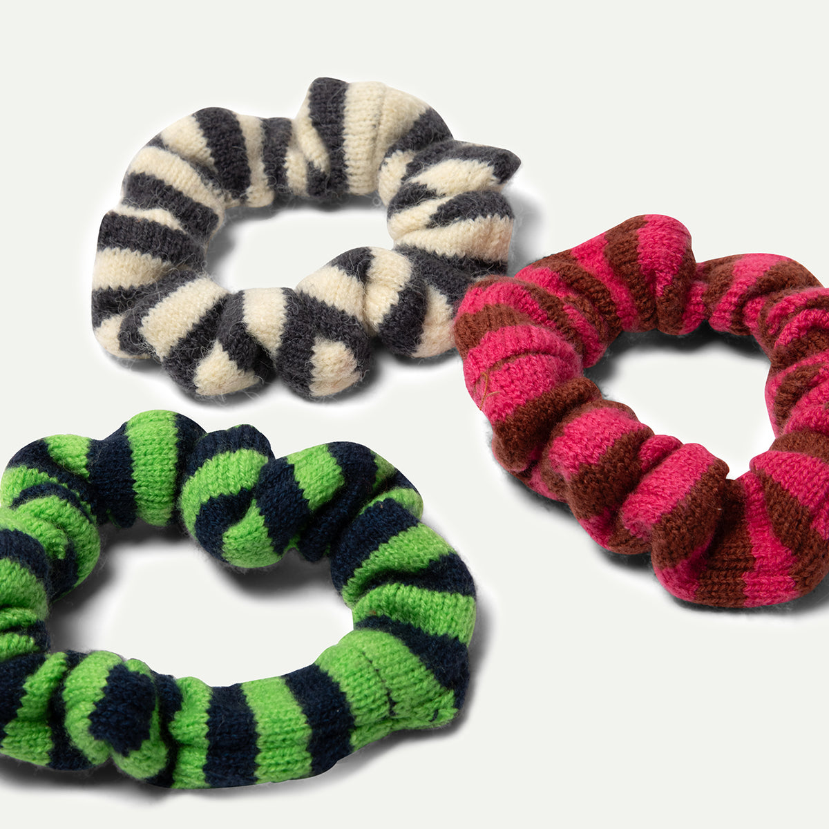 3 Pack Stripe Knitted Scrunchies