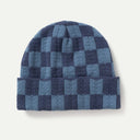 Navy Chunky Check Beanie