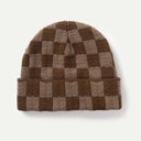 Brown Chunky Check Beanie
