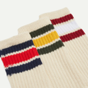 Dark Green/Navy/Burgundy Off White Crew Sock