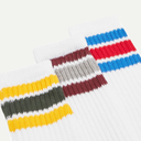 Yellow/Wine/Blue Stripe White Crew Sock