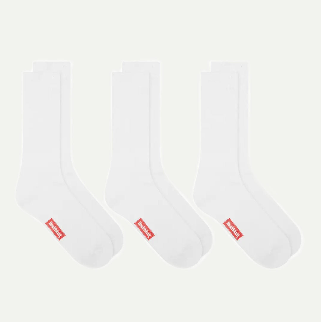 White 3 Pack Crew Sock
