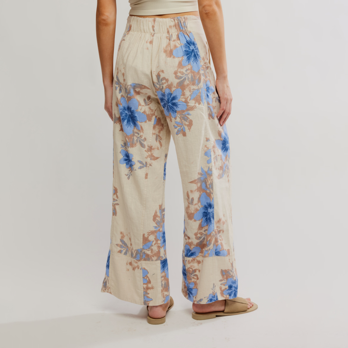 Ivory Combo Floral Days End Linen Trouser