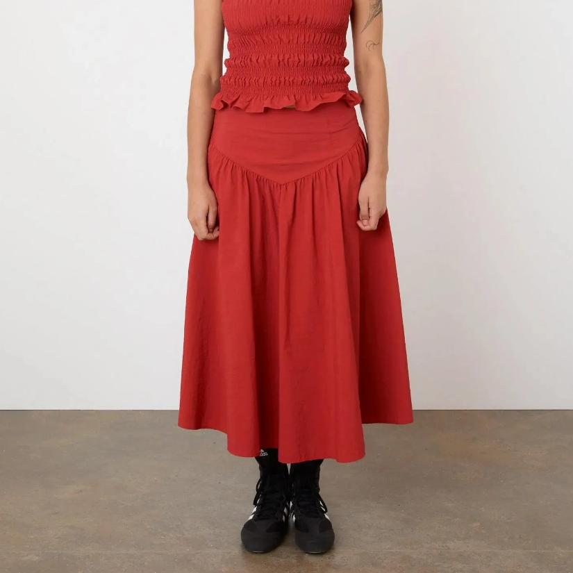 Cherry Tomato Deba Midi Skirt